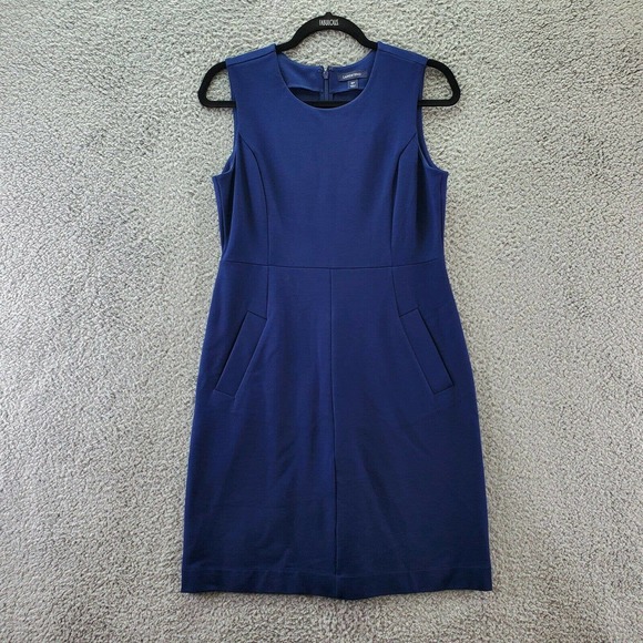Lands' End Dresses & Skirts - Land's End Womens Dress Size 8P Petites Solid Navy Blue Sleeveless Fit Flare